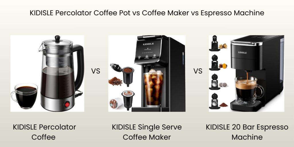 KIDISLE Percolator Coffee Pot Review vs Coffee Maker vs Nespresso